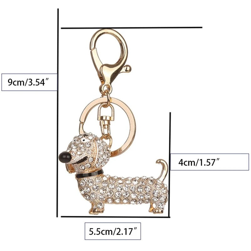 Elegant Dachshund Rhinestone Keychain