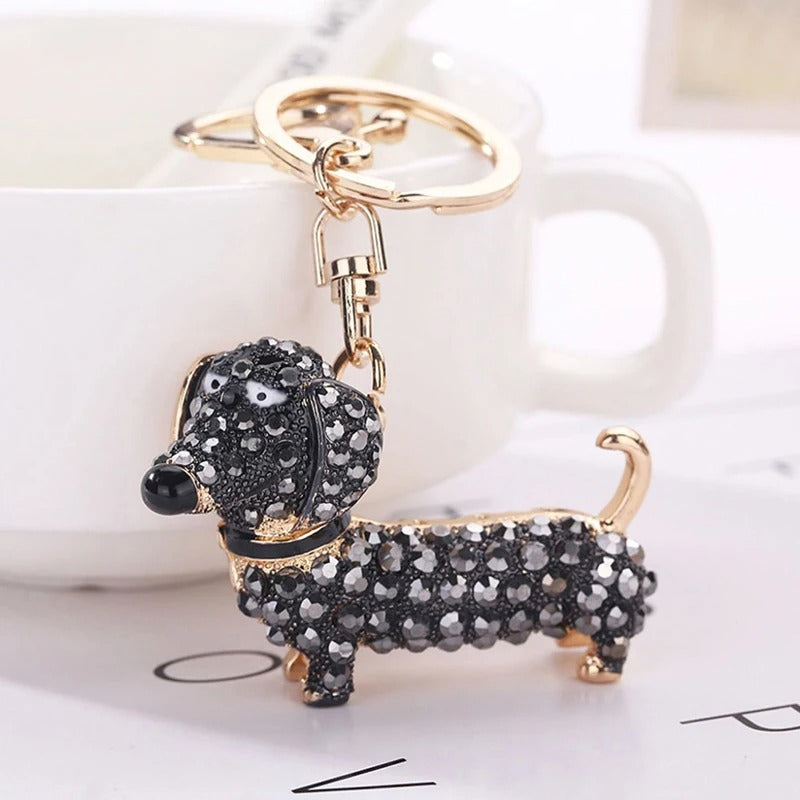 Elegant Dachshund Rhinestone Keychain