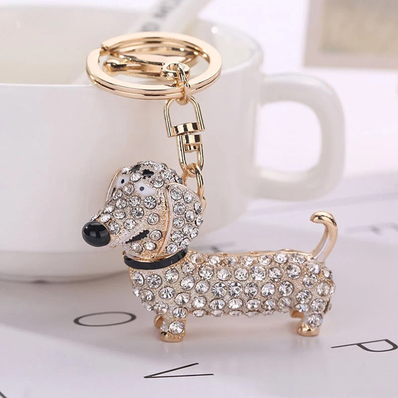 Elegant Dachshund Rhinestone Keychain