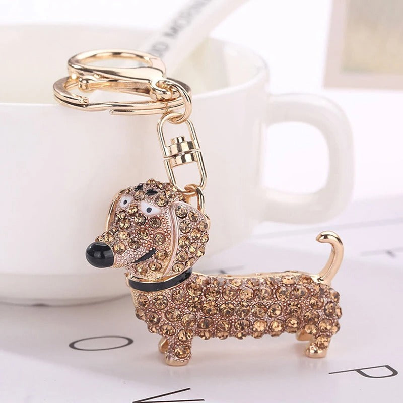 Elegant Dachshund Rhinestone Keychain