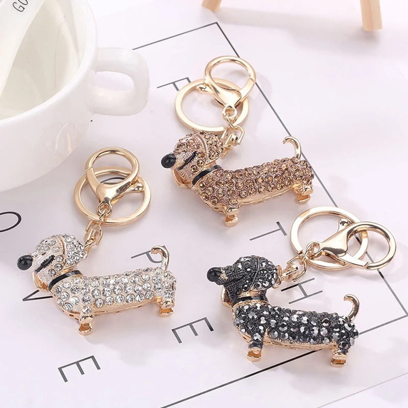 Elegant Dachshund Rhinestone Keychain