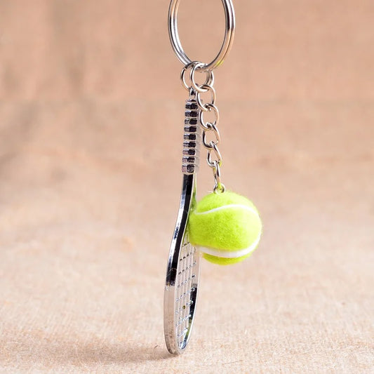 Tennis Racket Ball Keychain