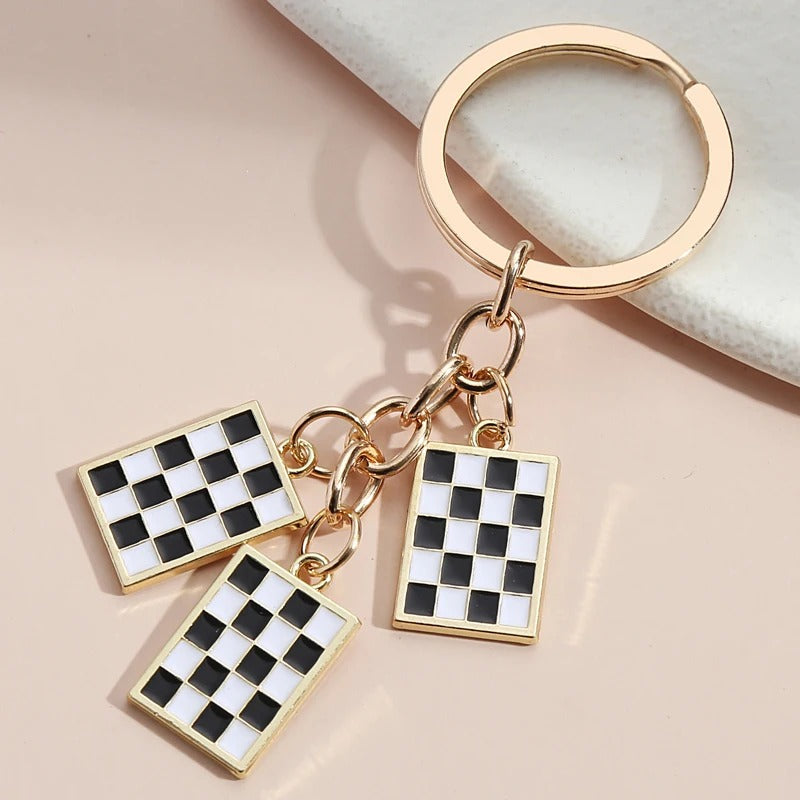 Elegant Chessboard Keychain