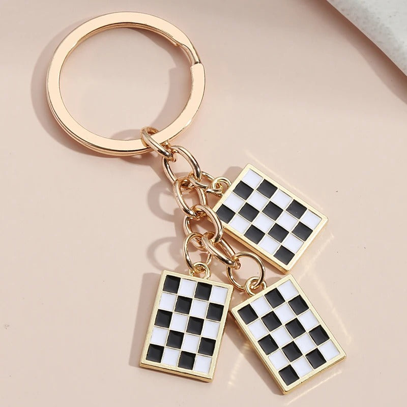 Elegant Chessboard Keychain