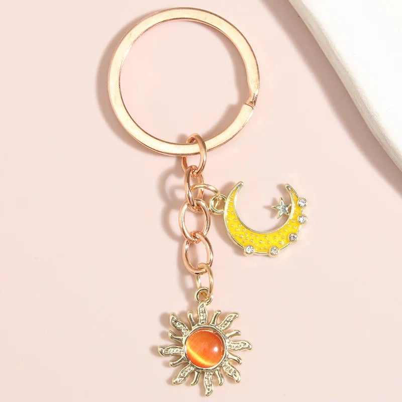 Bright Sun & Moon Keychain