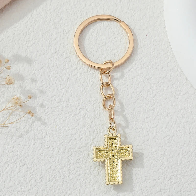 Elegant Cross Pearl Keychain