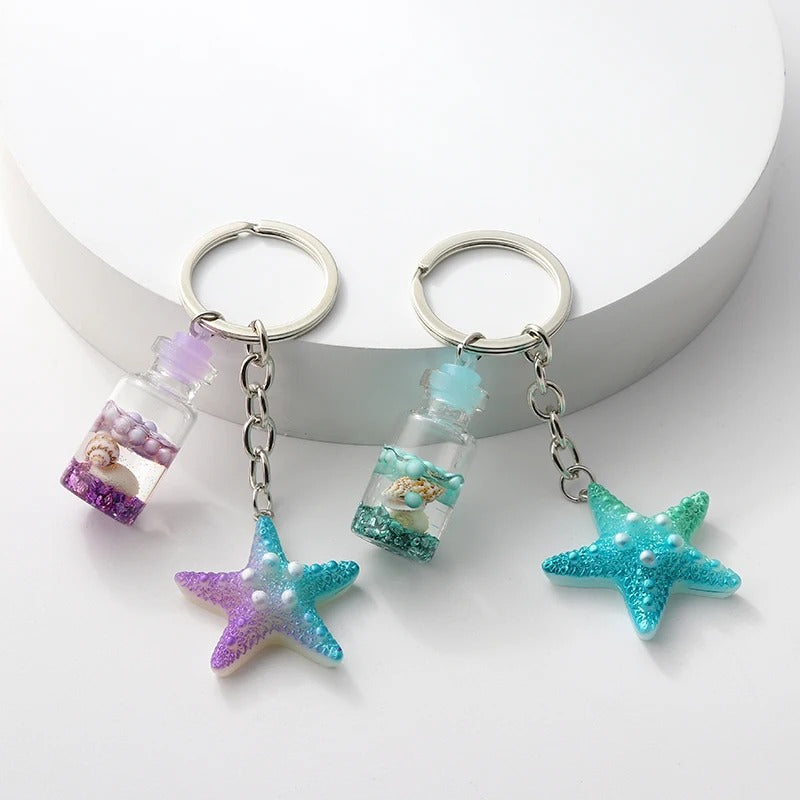 Starfish Ocean Bottle Keychain