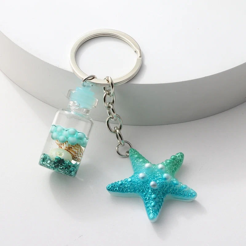 Starfish Ocean Bottle Keychain