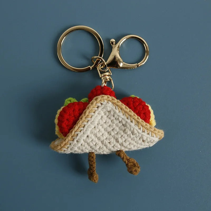 Cute Taco Crochet Keychain