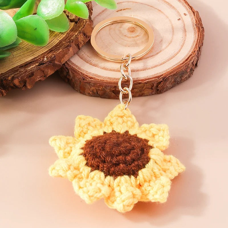 Sunflower Crochet Keychain