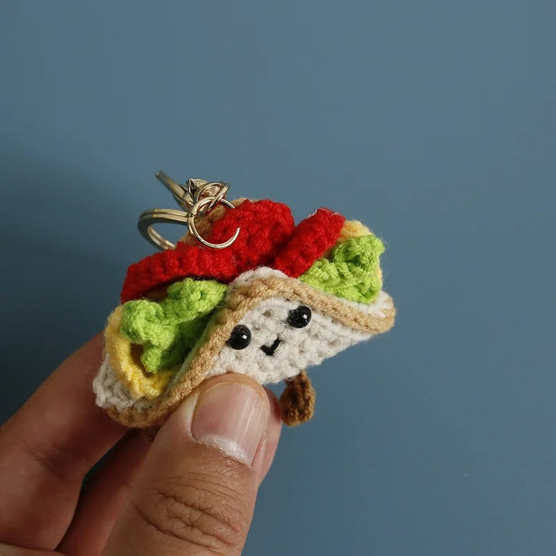 Cute Taco Crochet Keychain