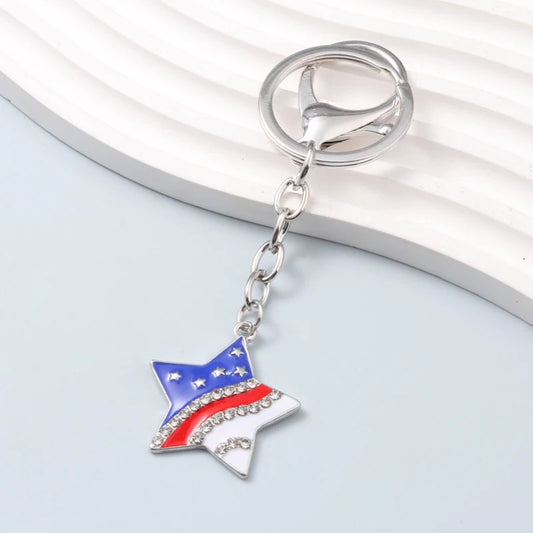 American Flag Star Keychain