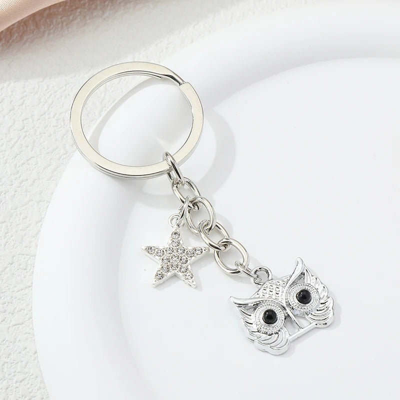 Charming Owl Star Keychain