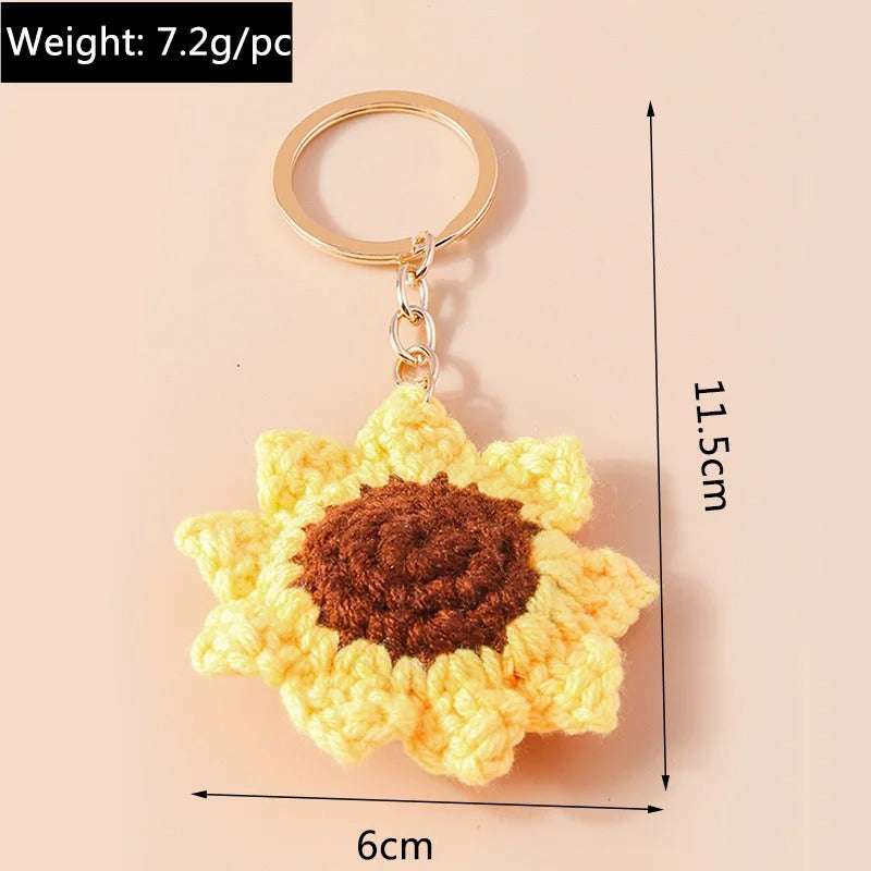 Sunflower Crochet Keychain