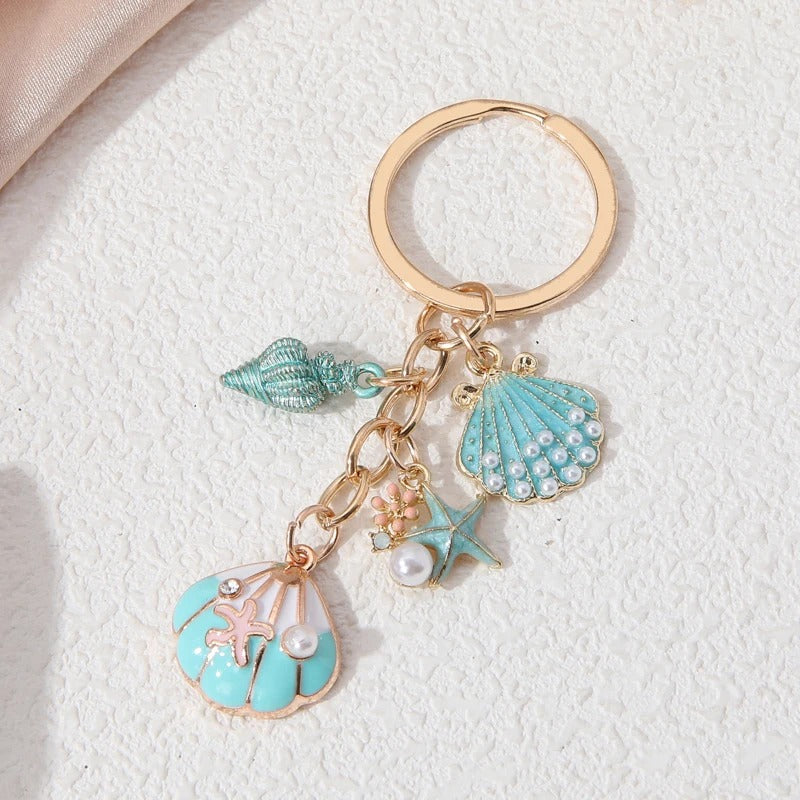 Azure Sea Shell Keychain