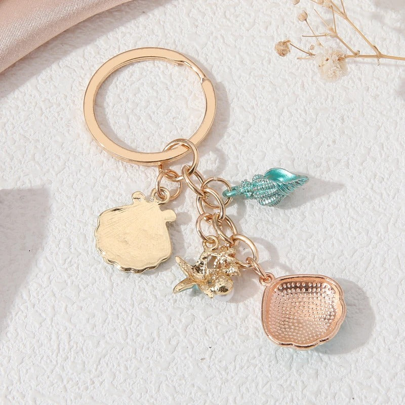 Azure Sea Shell Keychain