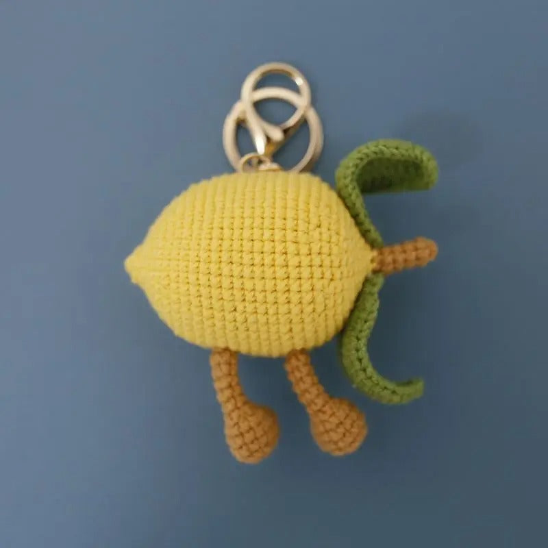 Cute Lemon Crochet Keychain