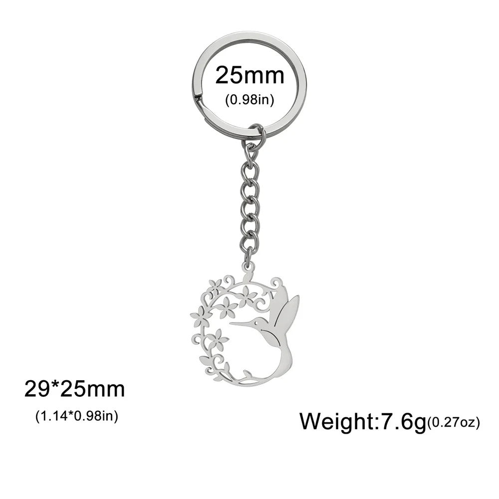 Floral Hummingbird Keychain