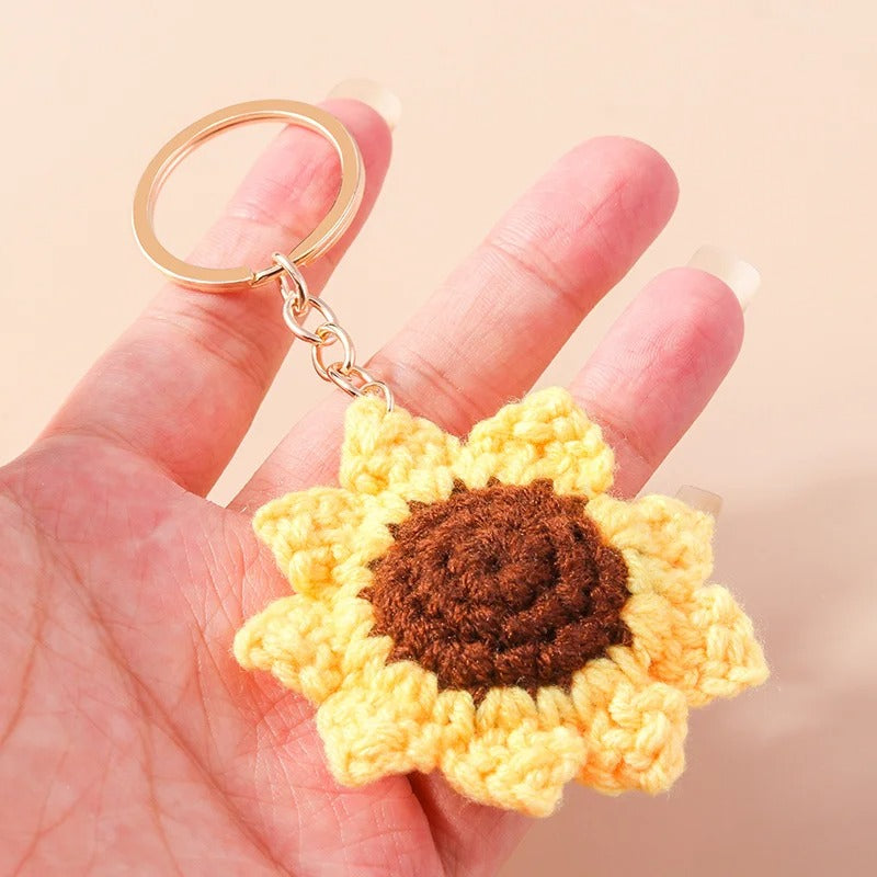 Sunflower Crochet Keychain