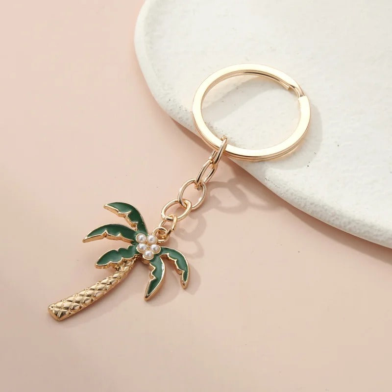 Palm Tree Pearl Keychain