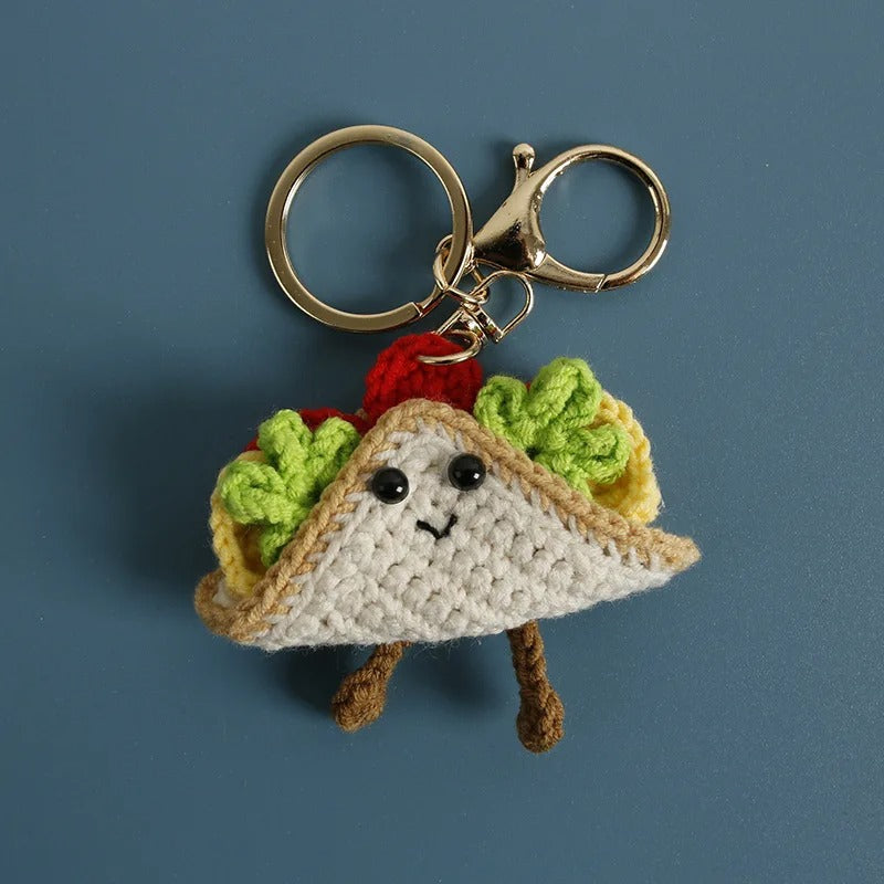 Cute Taco Crochet Keychain