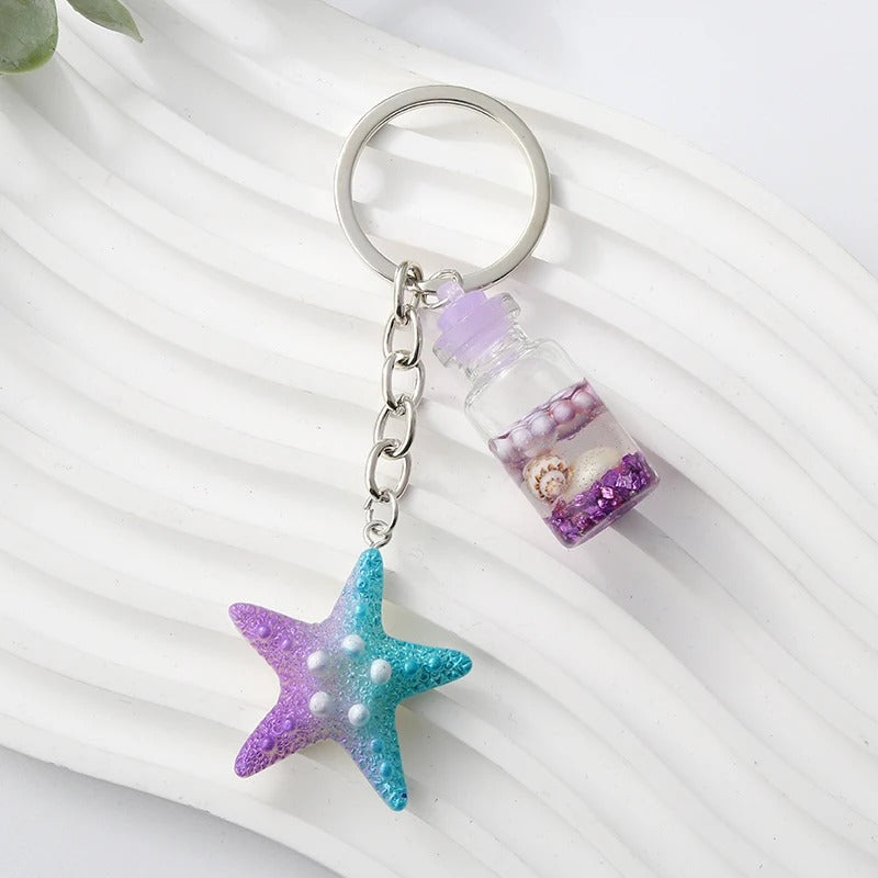 Starfish Ocean Bottle Keychain