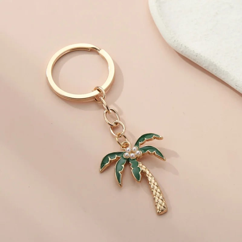 Palm Tree Pearl Keychain