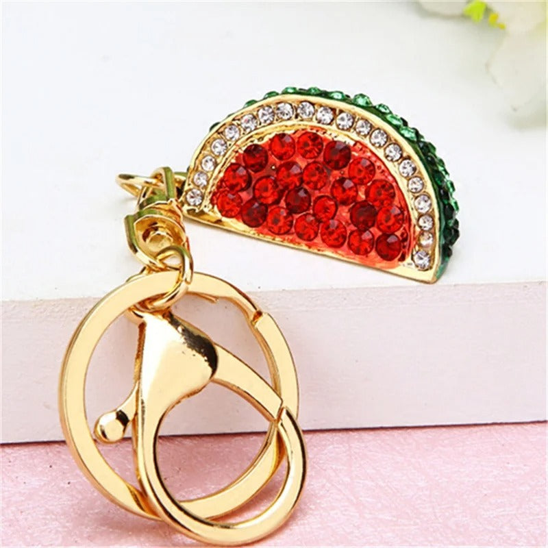 Rhinestone Watermelon Keychain