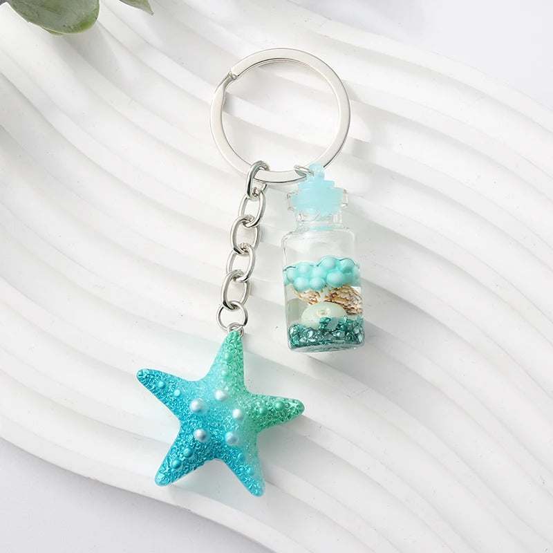 Starfish Ocean Bottle Keychain