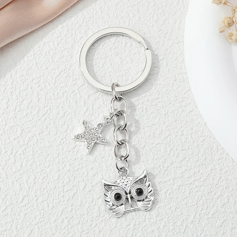 Charming Owl Star Keychain