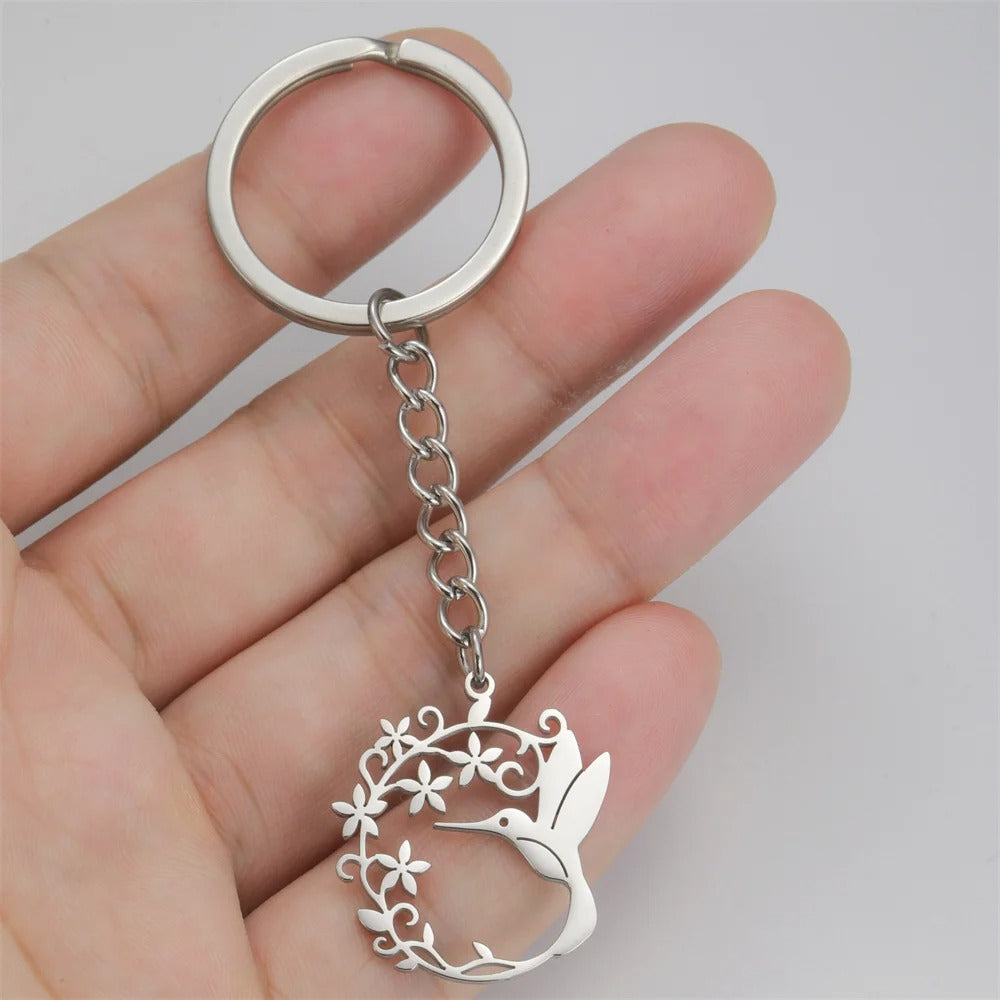 Floral Hummingbird Keychain