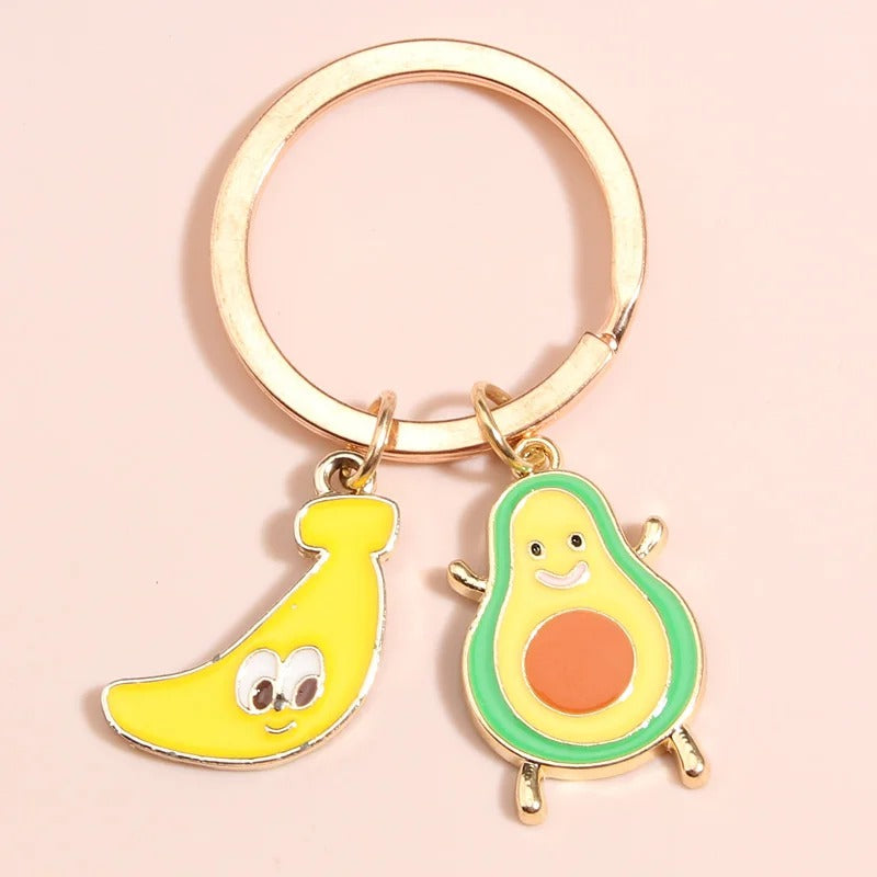 Cute Avocado Banana Keychain