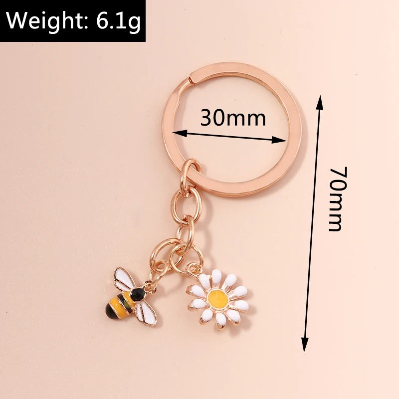 Bee Daisy Flower Keychain