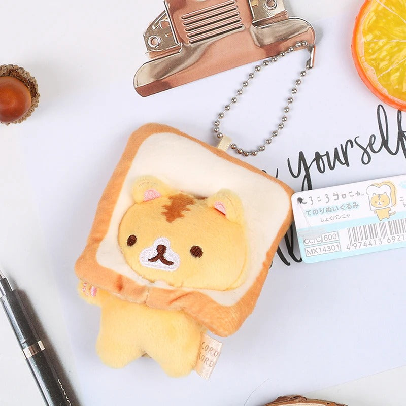 Kawaii Cat Toast Plush Keychain