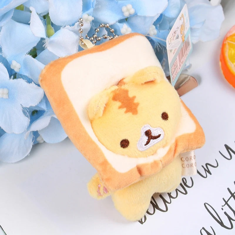 Kawaii Cat Toast Plush Keychain