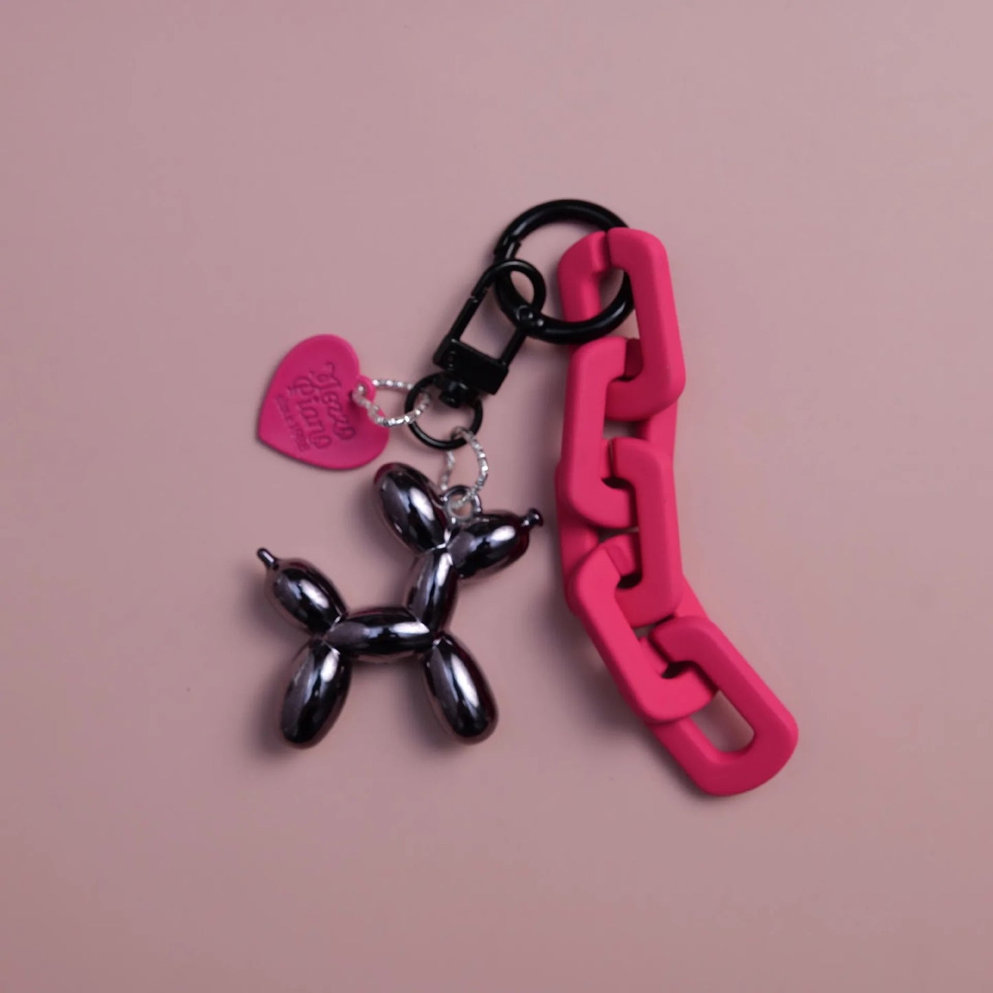 3D Dog Balloon Heart Keychain