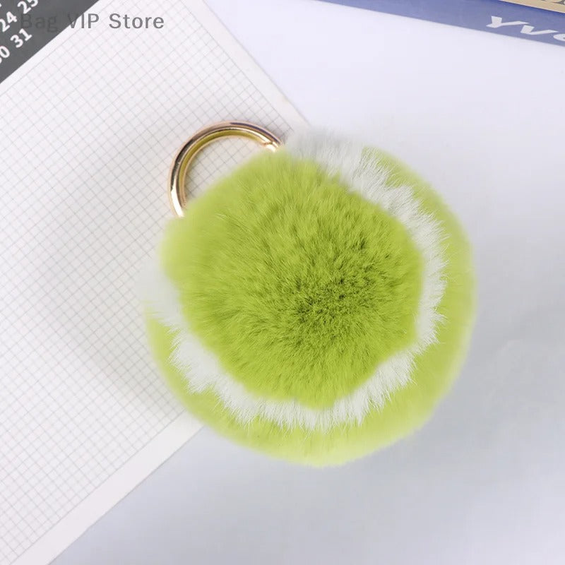 Fluffy Tennis Ball Keychain