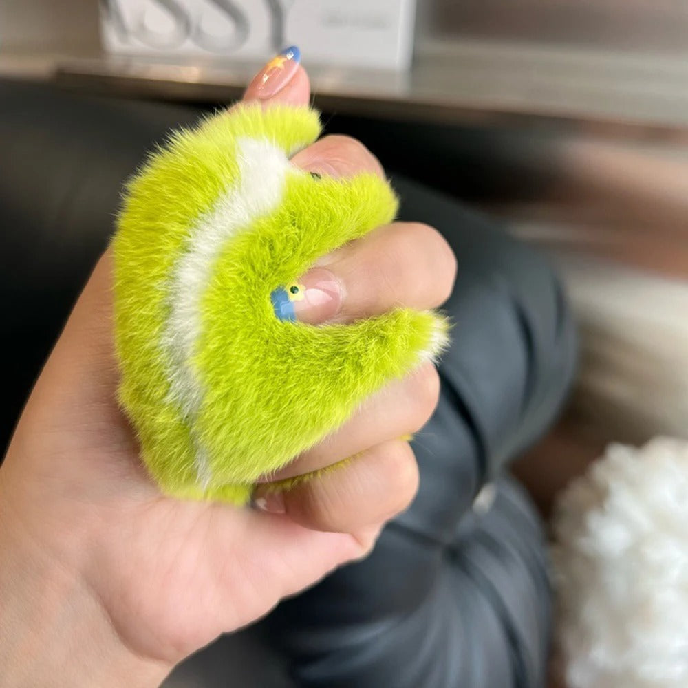 Fluffy Tennis Ball Keychain