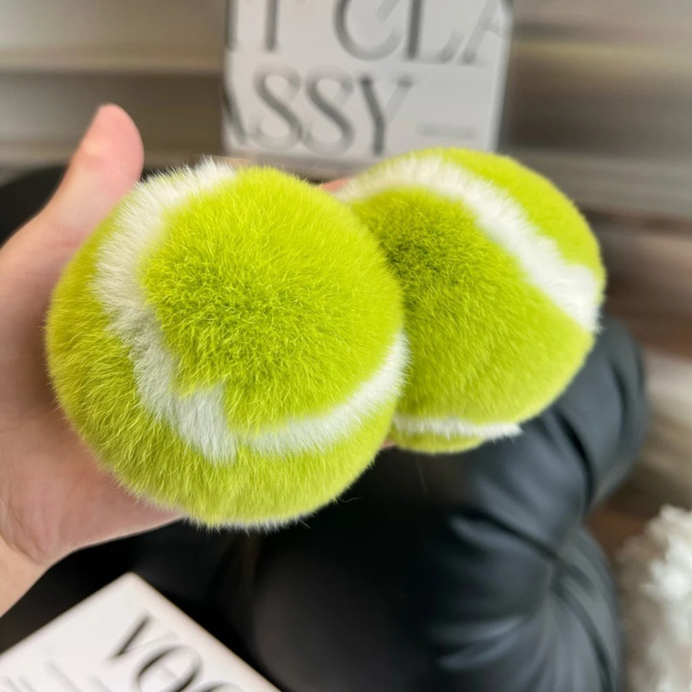 Fluffy Tennis Ball Keychain