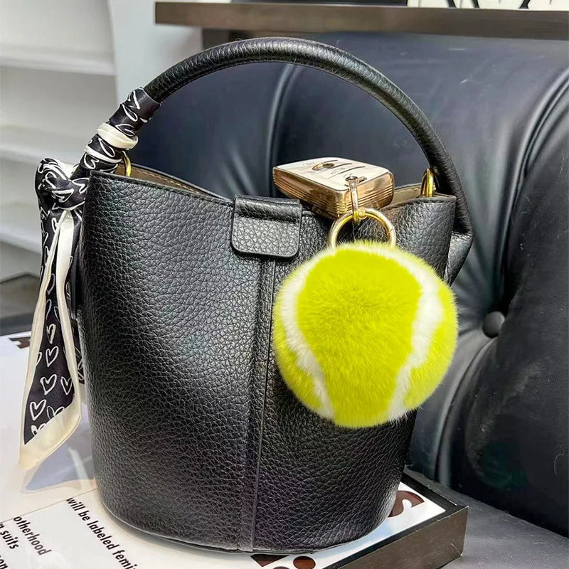 Fluffy Tennis Ball Keychain