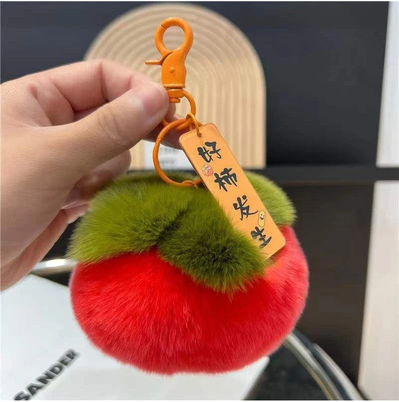 Cute Persimmon Plush Keychain